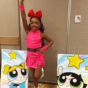 Pink Girls Sequins Dance Dress With Shorts
